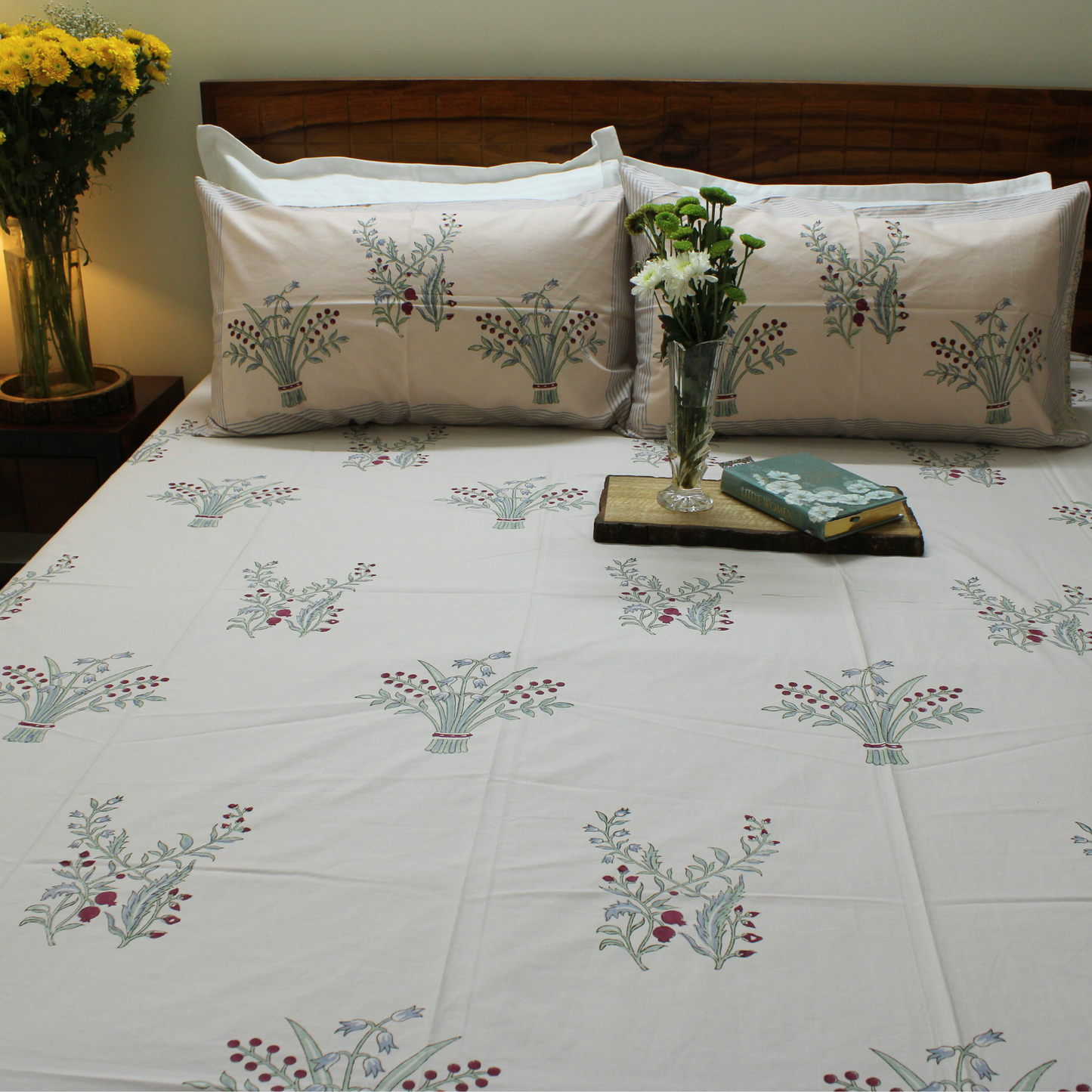 Colours Of The Garden: Handblock Bedsheet