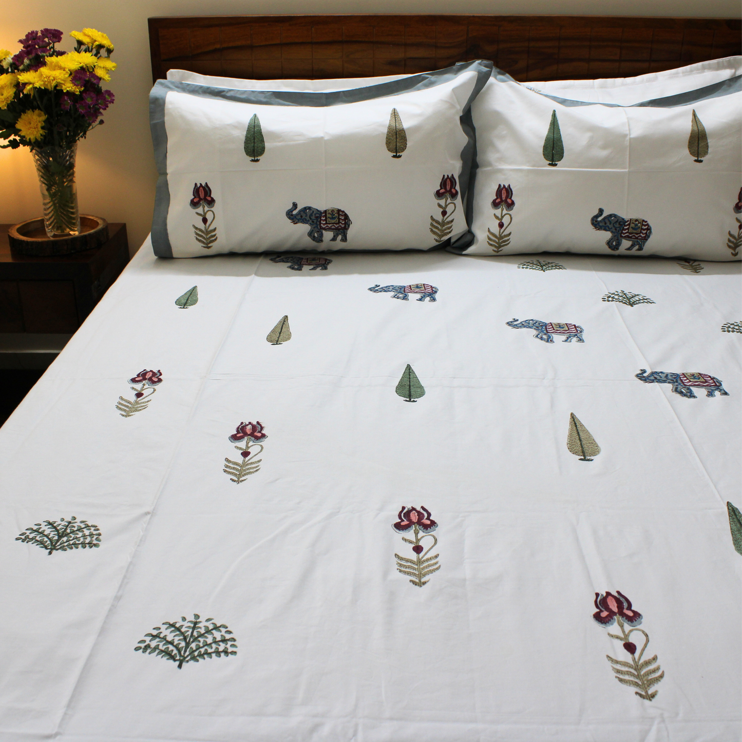 Colours Of The Garden: Handblock Bedsheet