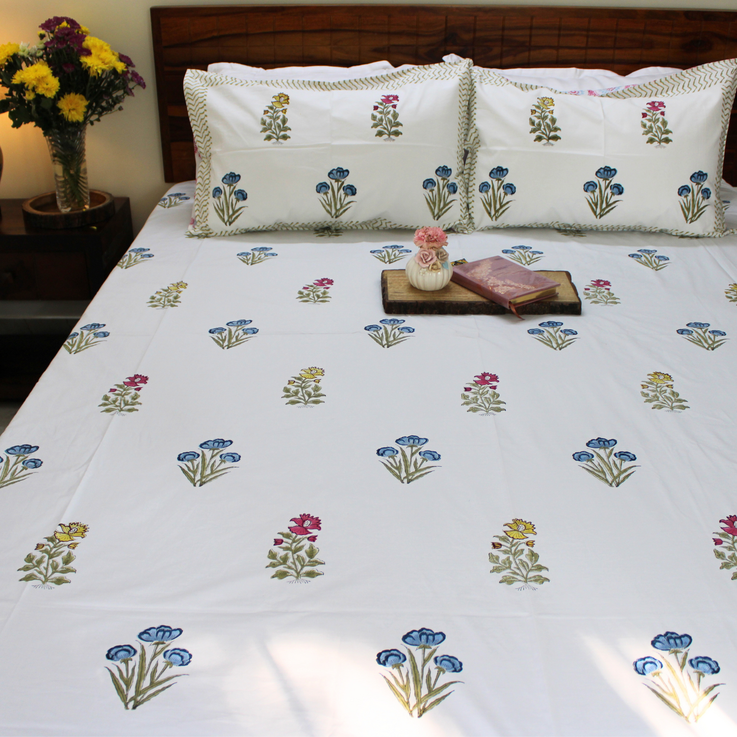 Colours Of The Garden: Handblock Bedsheet