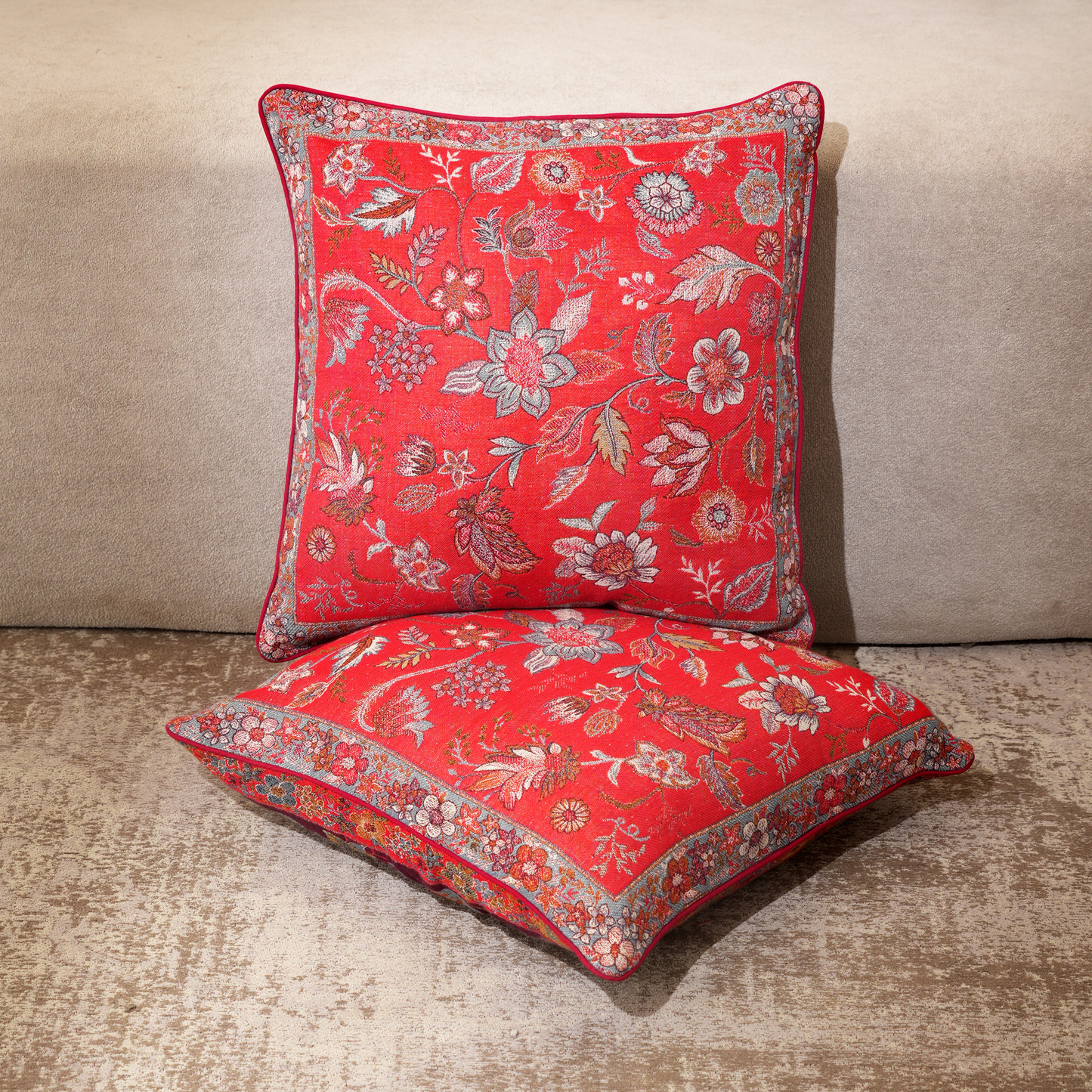 Scarlet Bloom Cushion Cover Set