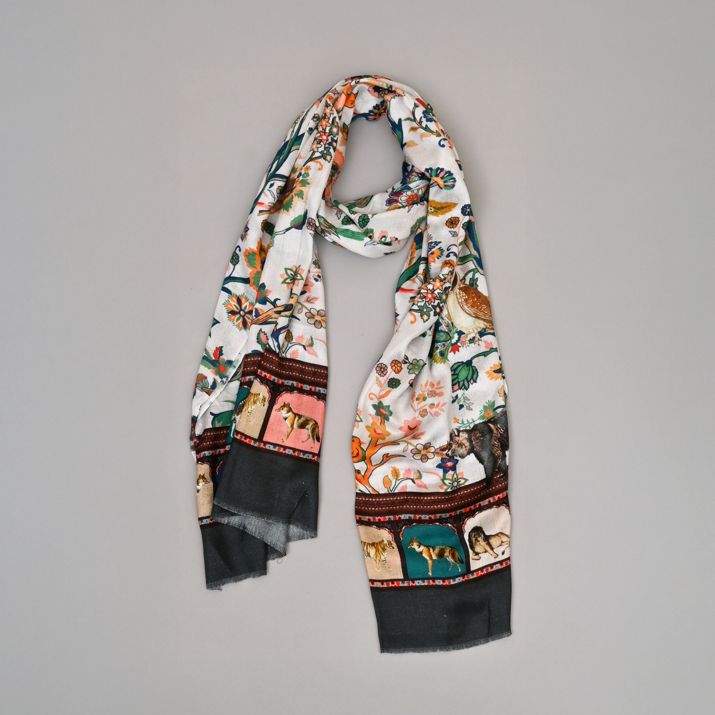 Tales Of The Wild-Bamboo Modal Stole (White)