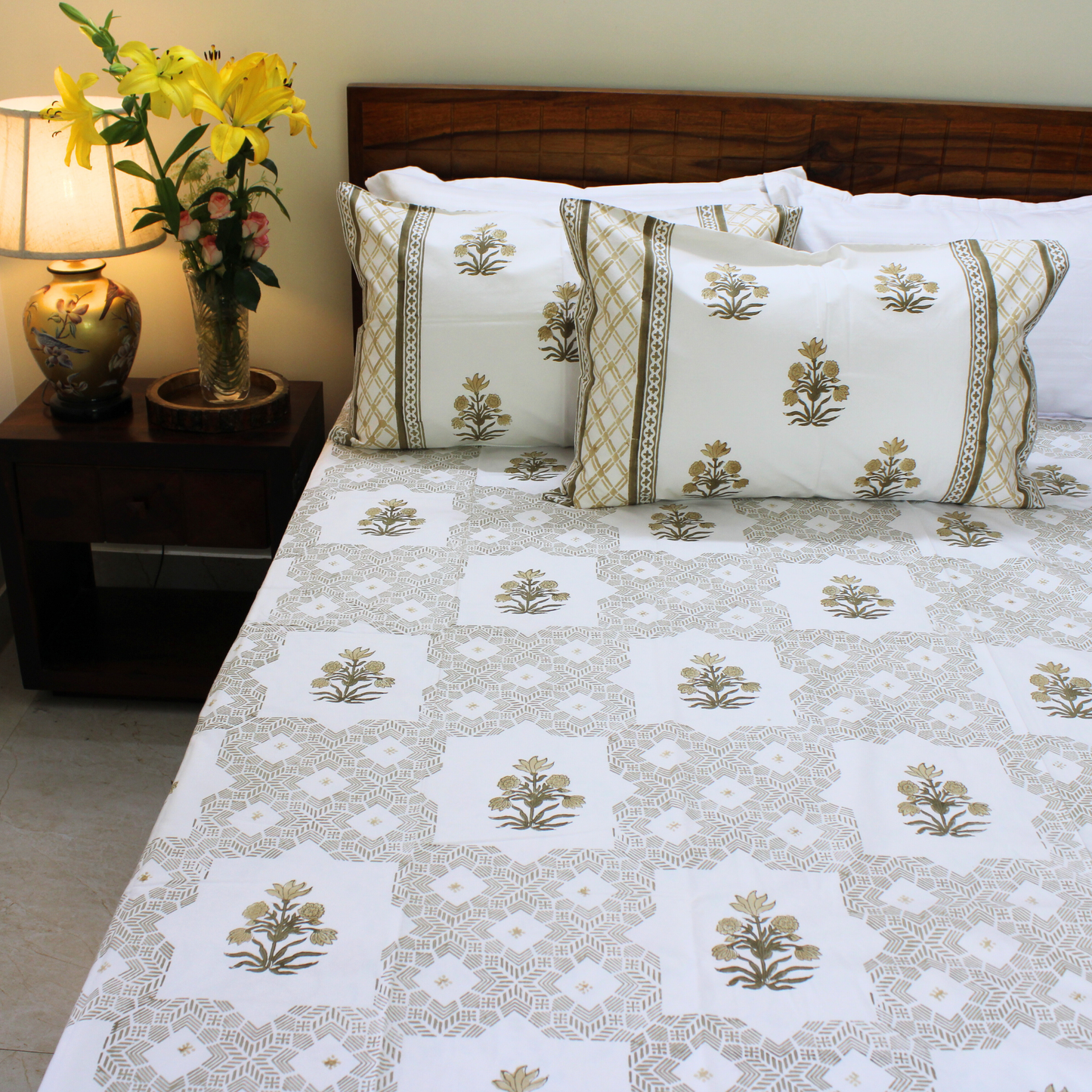 Colours Of The Garden-Handblock Bedsheet