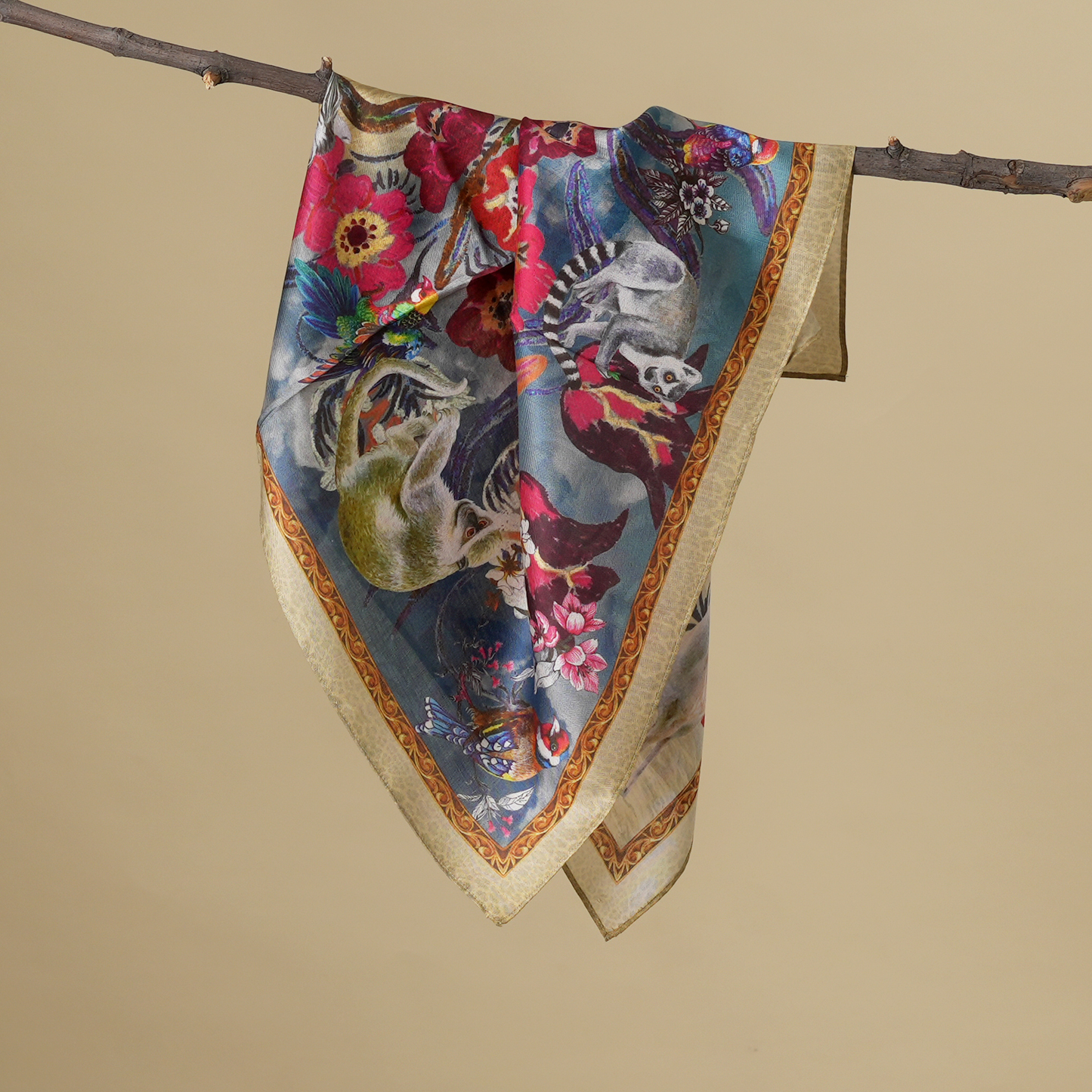 Wild Eden-Mulberry Silk Scarf