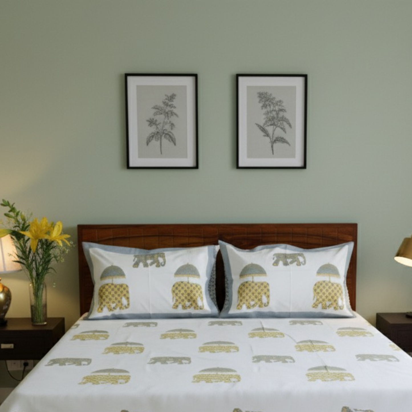 Kainaat Handblock Bedsheet