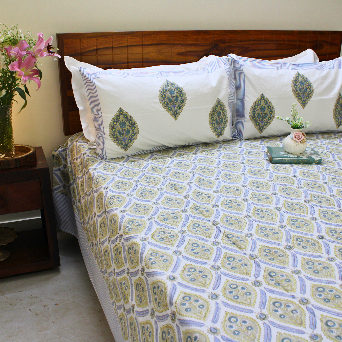 Colours Of The Garden: Handblock Bedsheet
