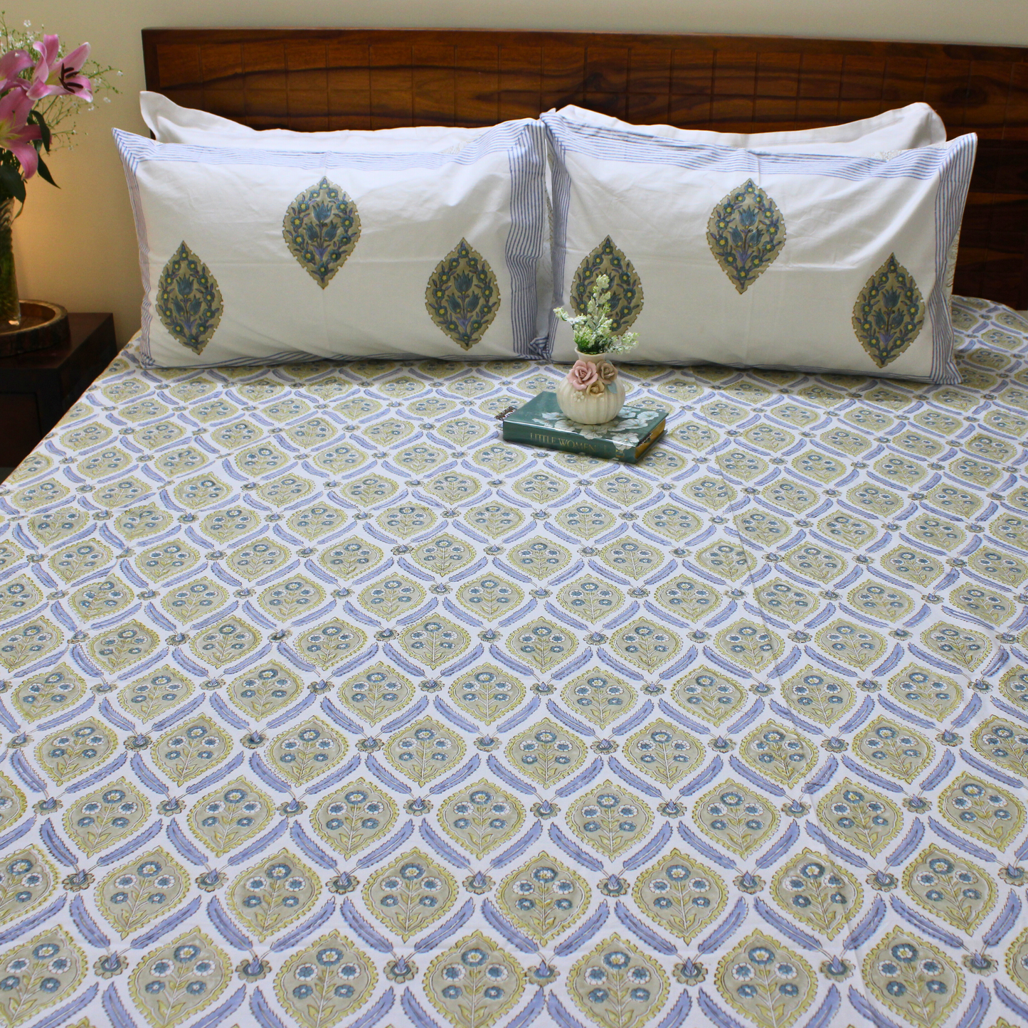 Colours Of The Garden: Handblock Bedsheet