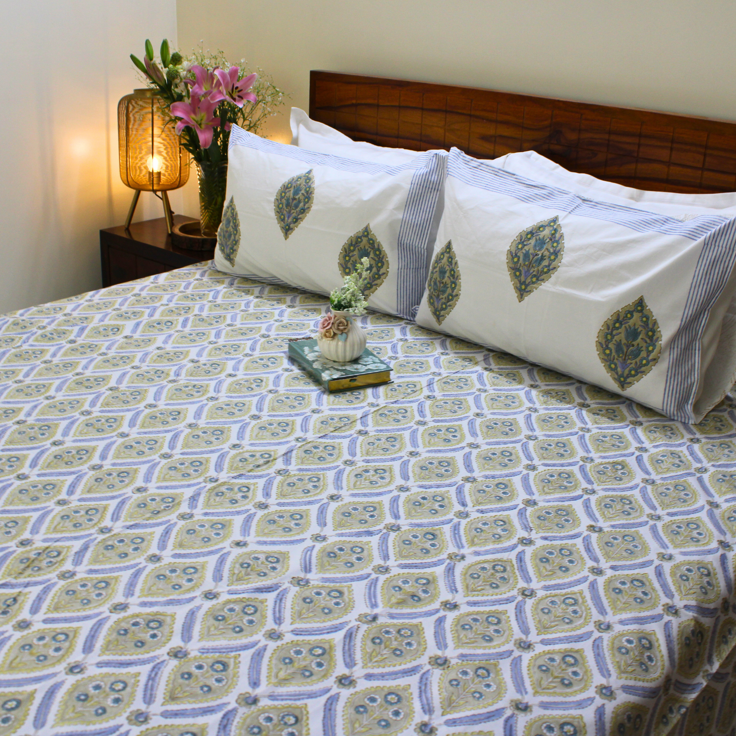 Colours Of The Garden: Handblock Bedsheet