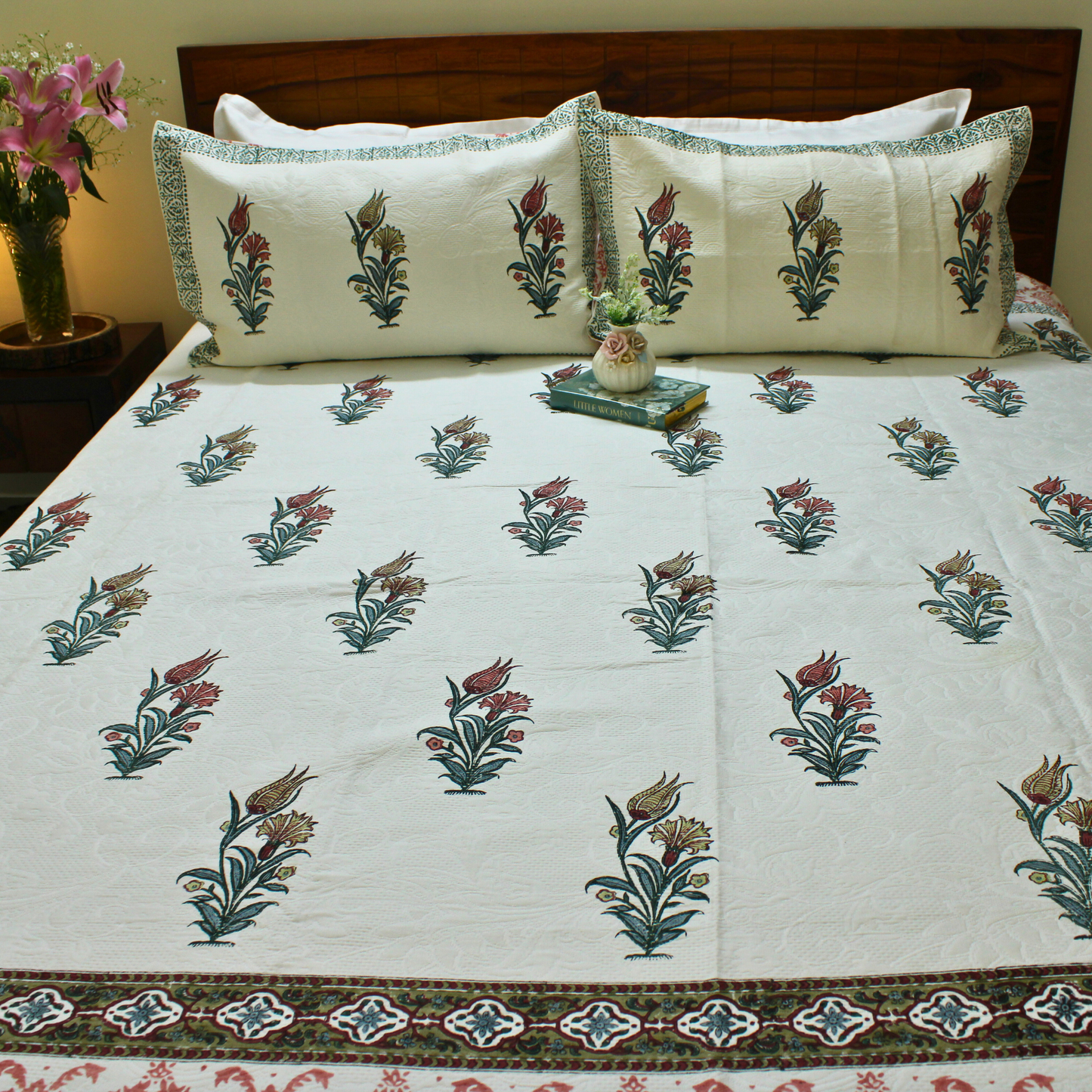 Anand Bagh Jaquard Handblock Bedcover