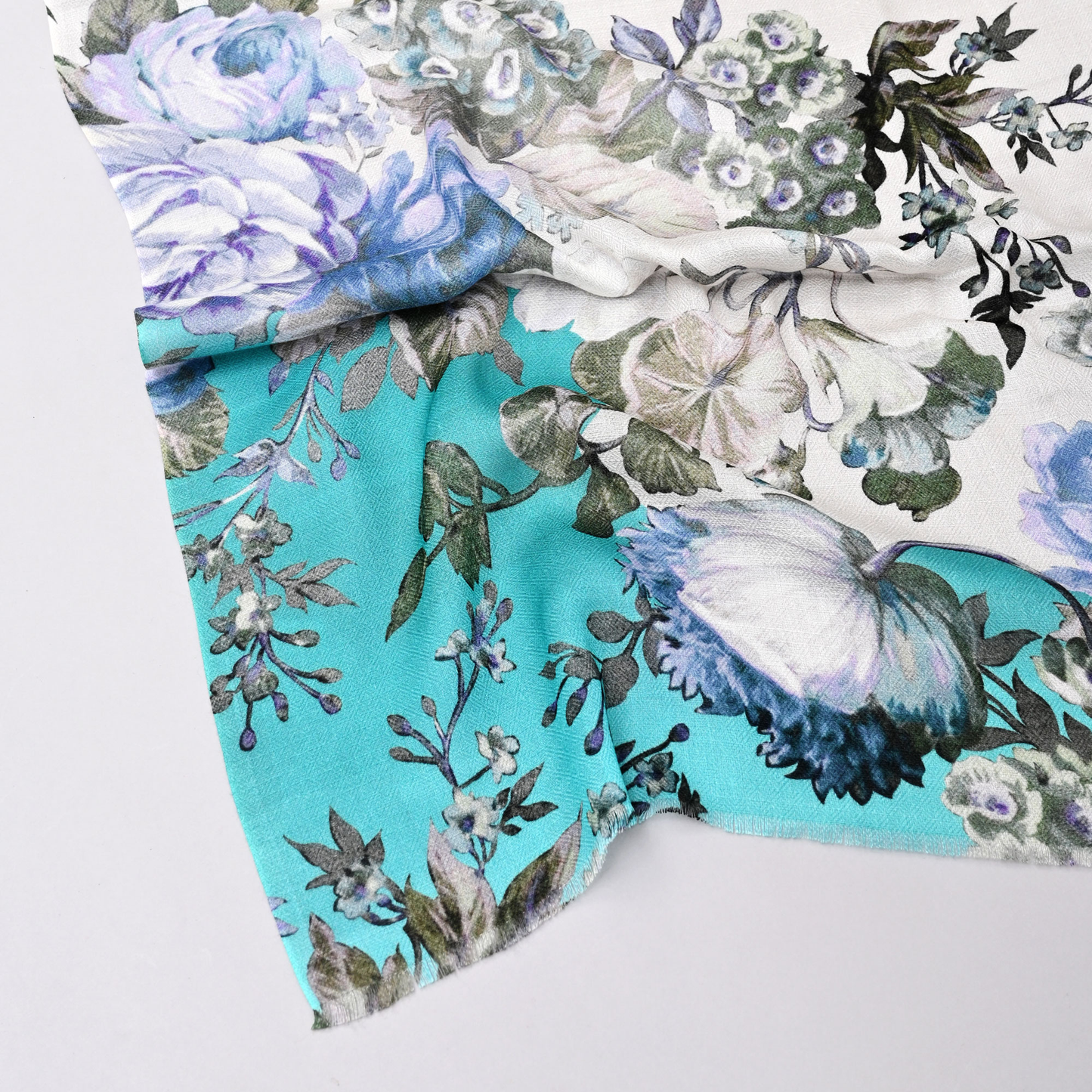 Aqua Bloom-Bamboo Modal Stole