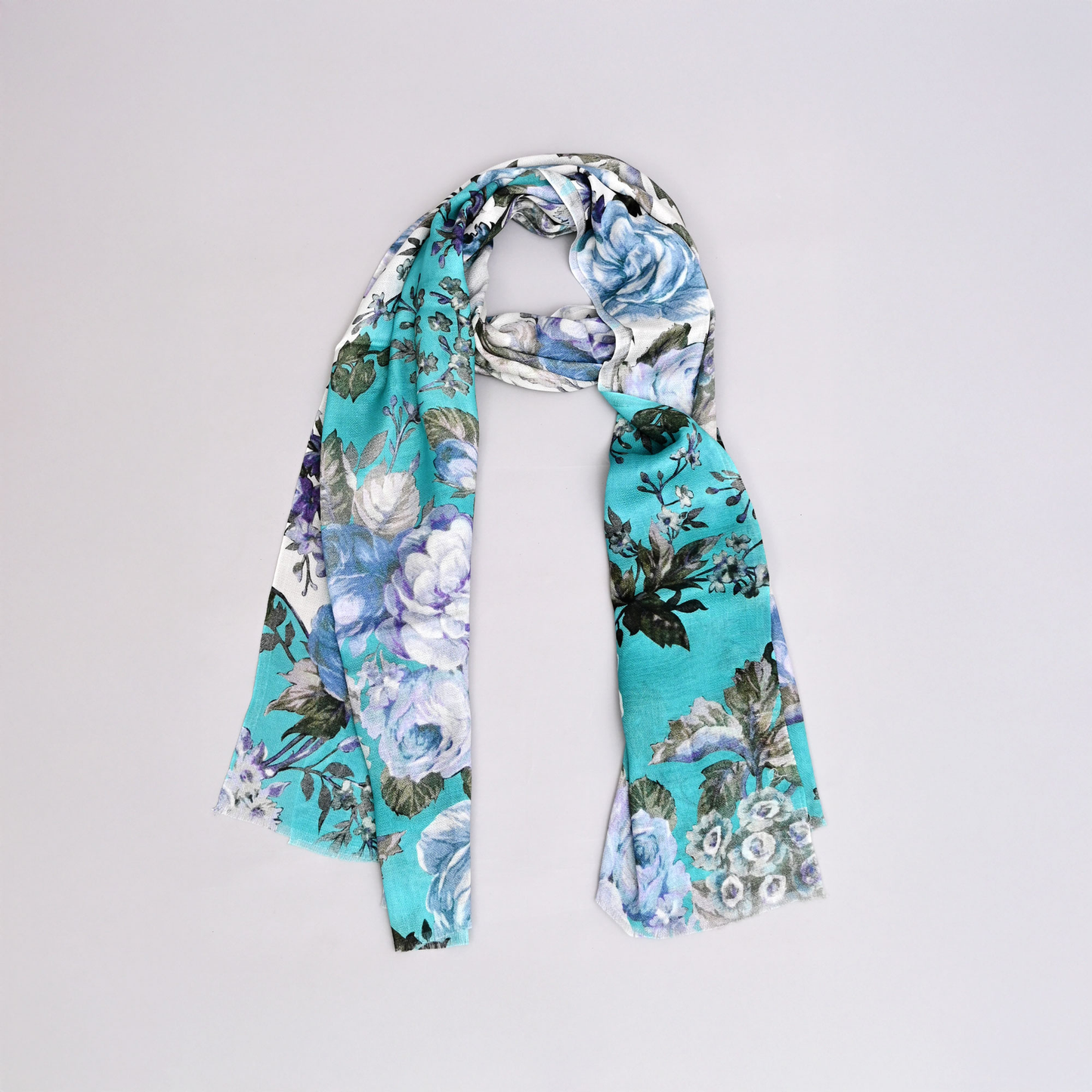 Aqua Bloom-Bamboo Modal Stole