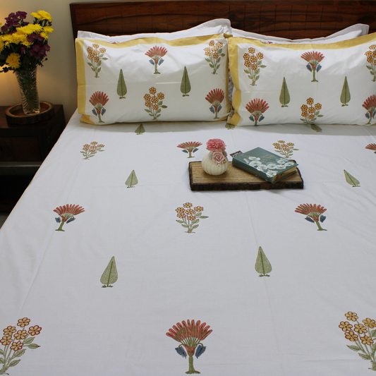 Colours Of The Garden-Handblock Bedsheet