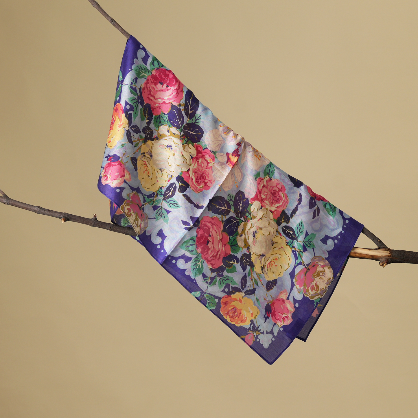 Enchanted Petals-Mulberry Silk Scarf