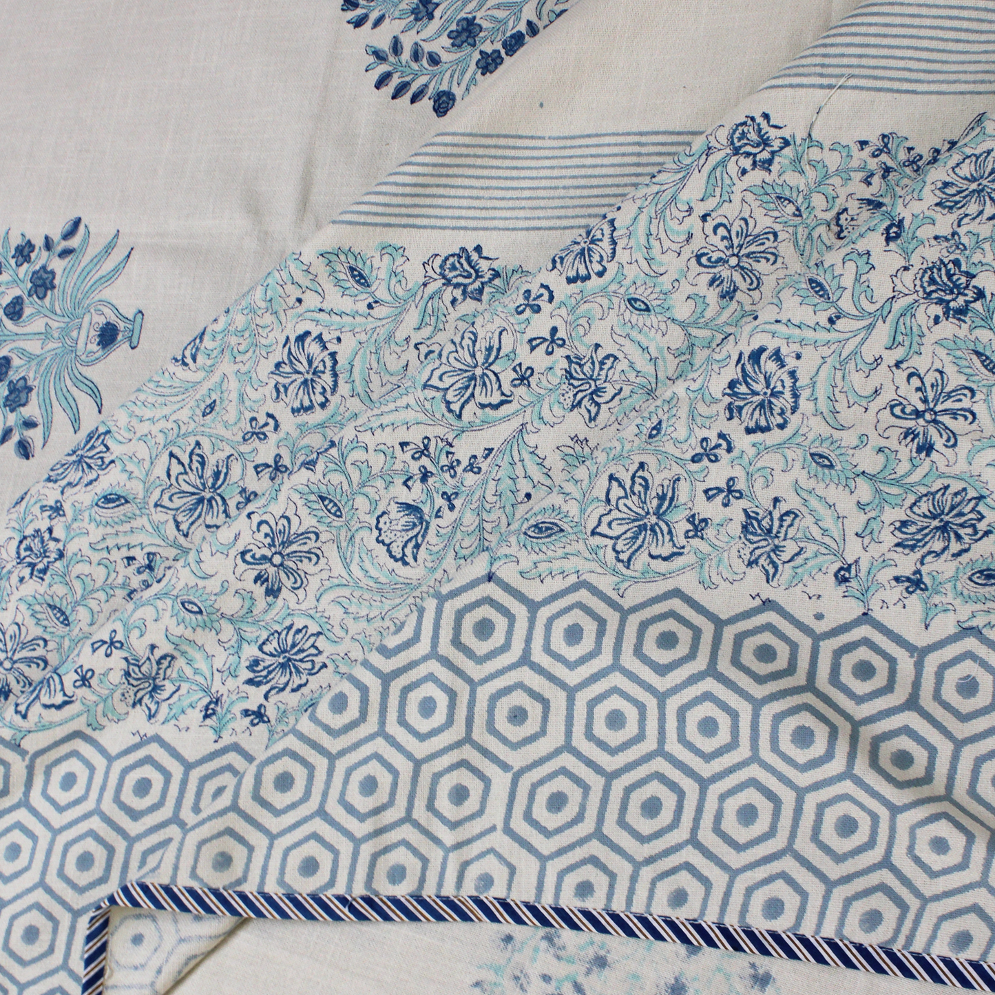 Anand Bagh Lotus Garden Handblock Bedcover