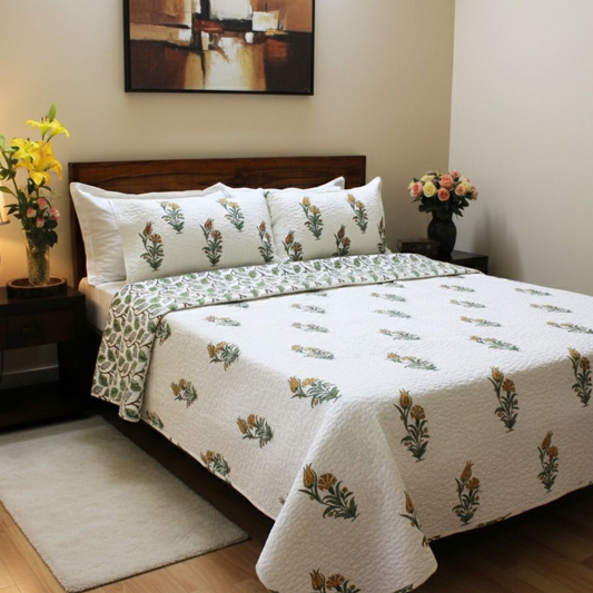 Anand Bagh-Handblock Quilted Bedcover