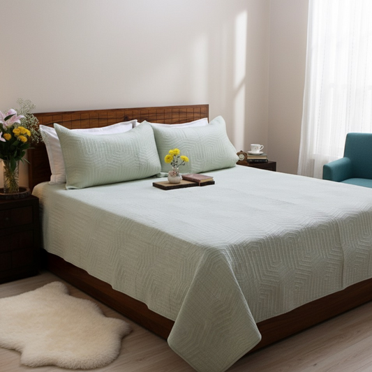 Serene Stitch Quilted Bedcover – Mint Mist
