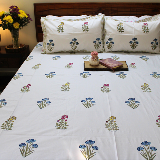 Colours Of The Garden: Handblock Bedsheet