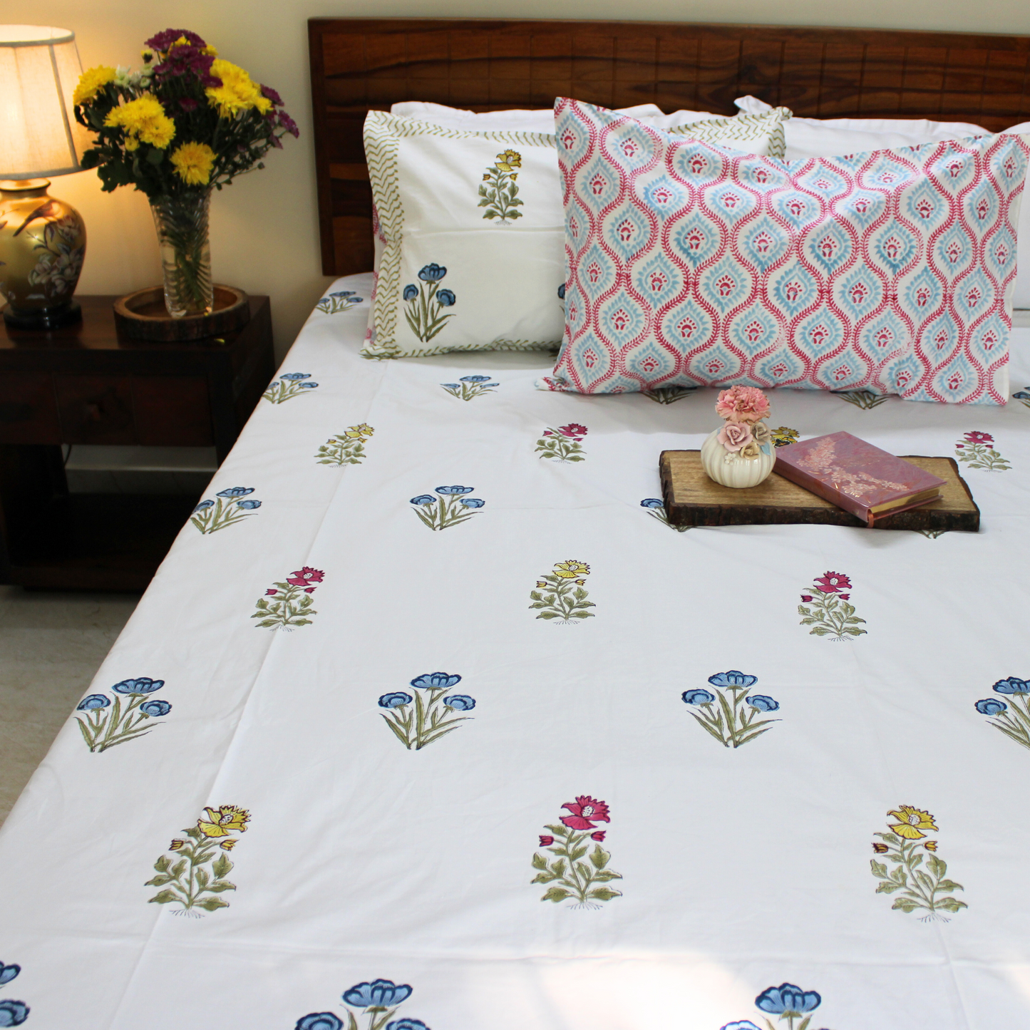 Colours Of The Garden: Handblock Bedsheet