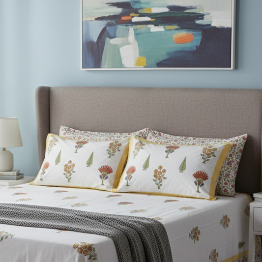 Colours Of The Garden-Handblock Bedsheet