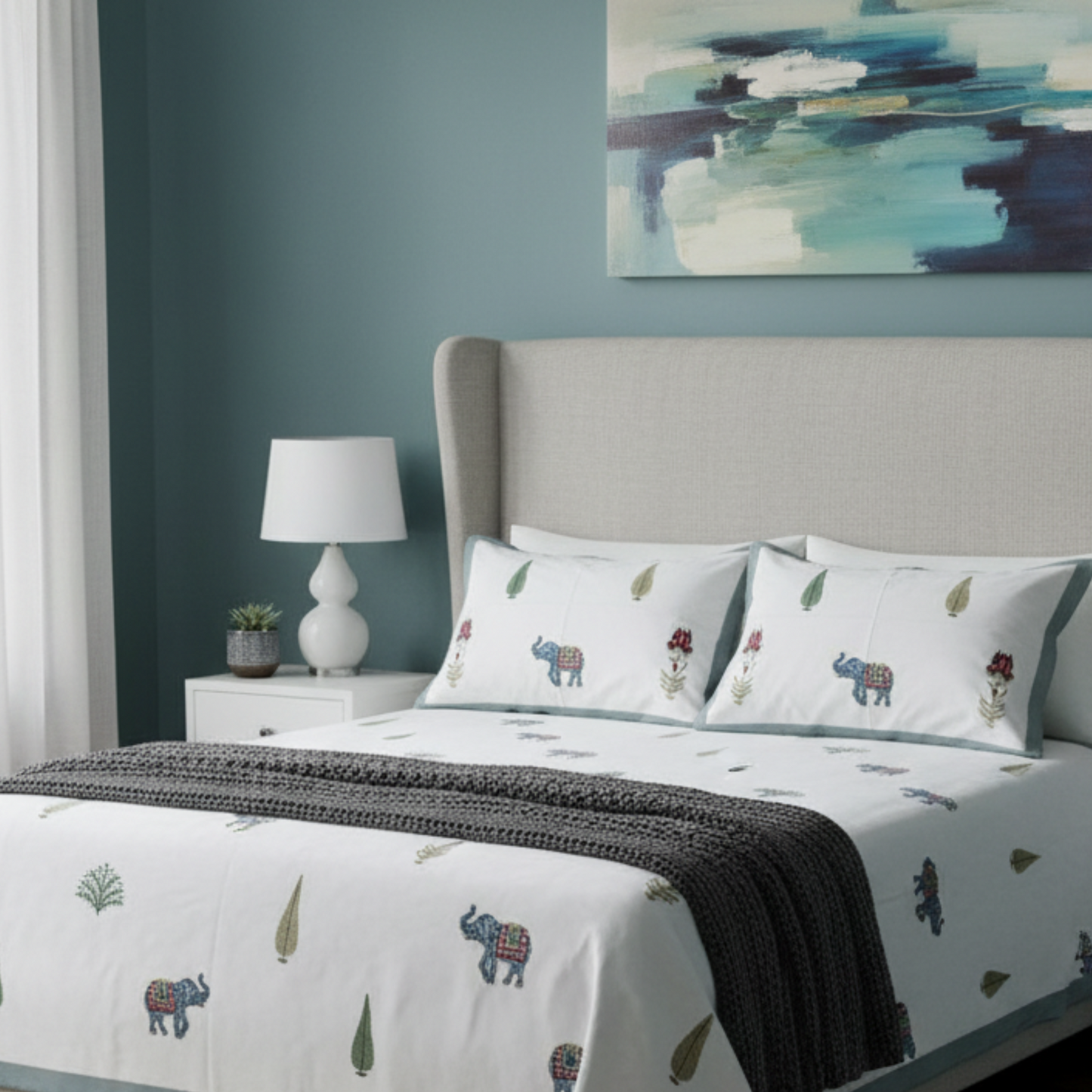 Colours Of The Garden: Handblock Bedsheet