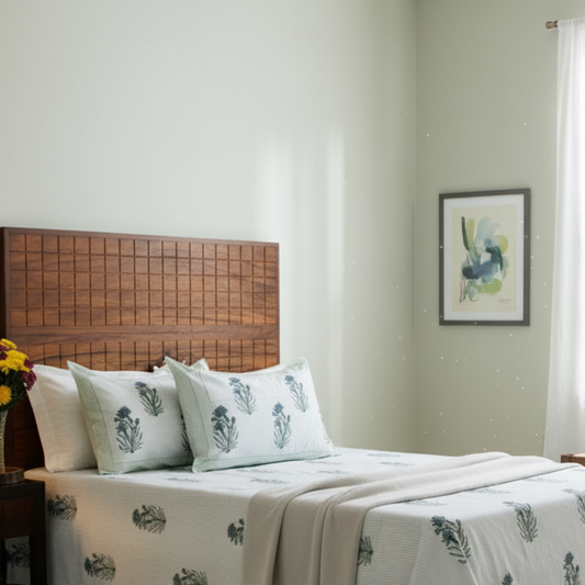 Anandbagh Handblock Handblock Bedsheet-Stripes