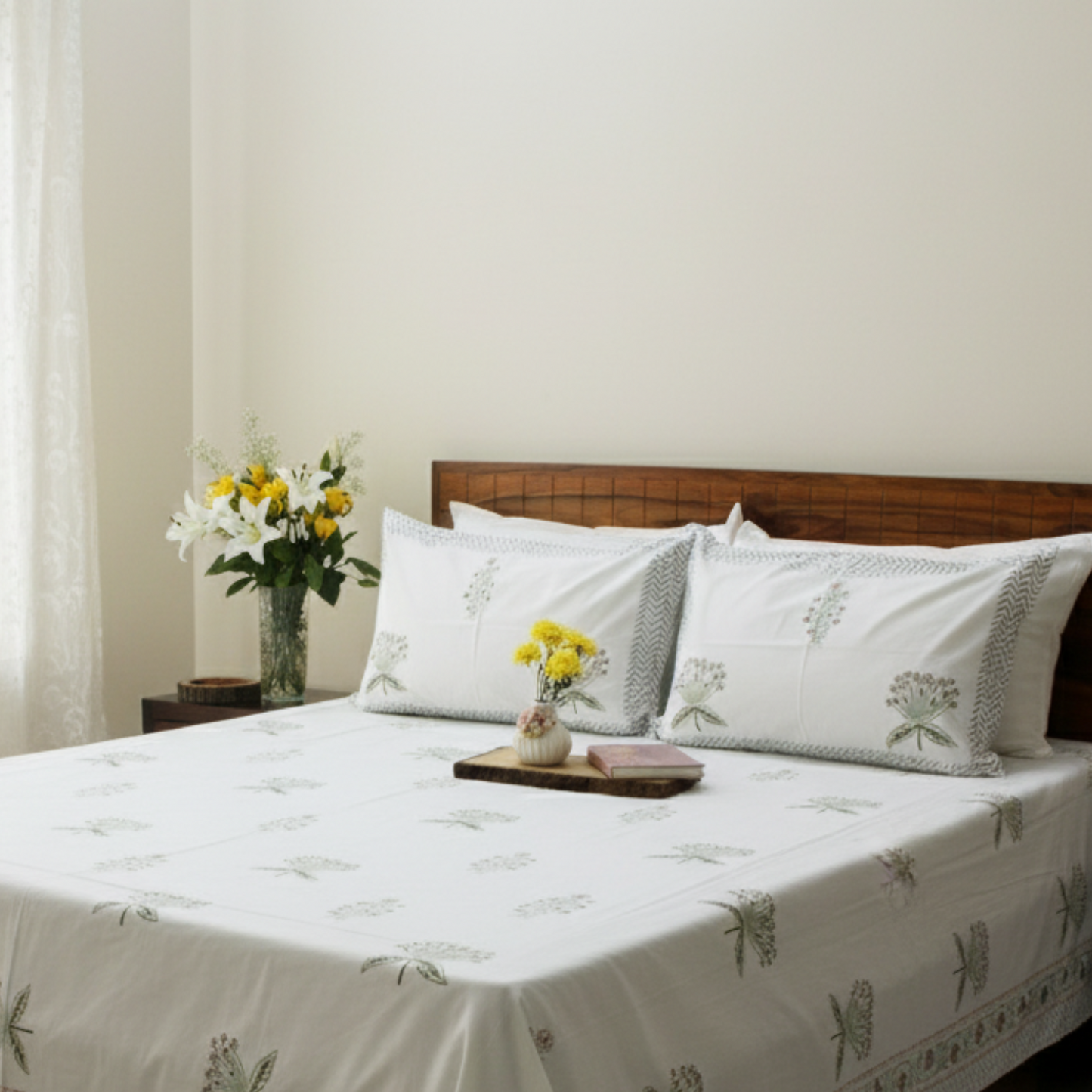Colours Of The Garden: Handblock Bedsheet