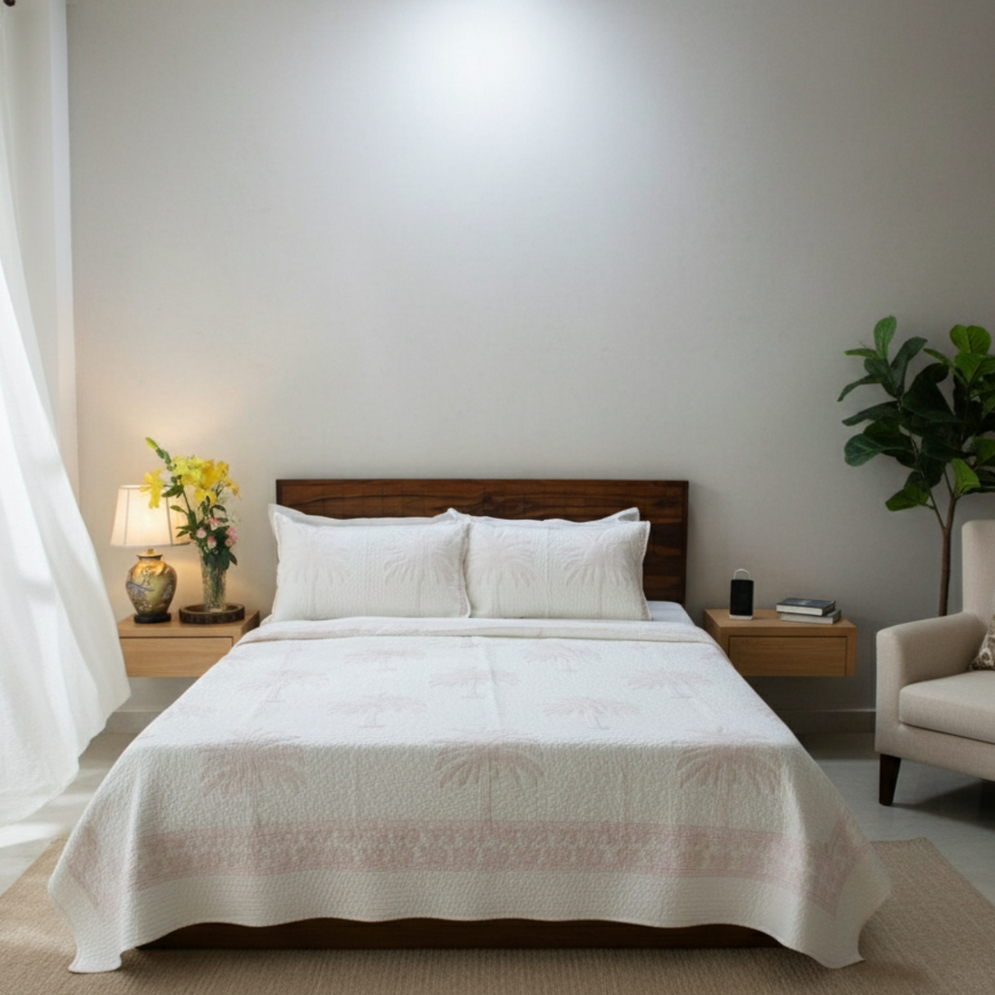 Chinar Bagh Handblock Quilted Bed Cover