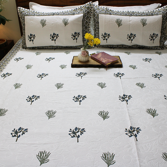 Anand Bagh Jaquard Handblock Bedcover