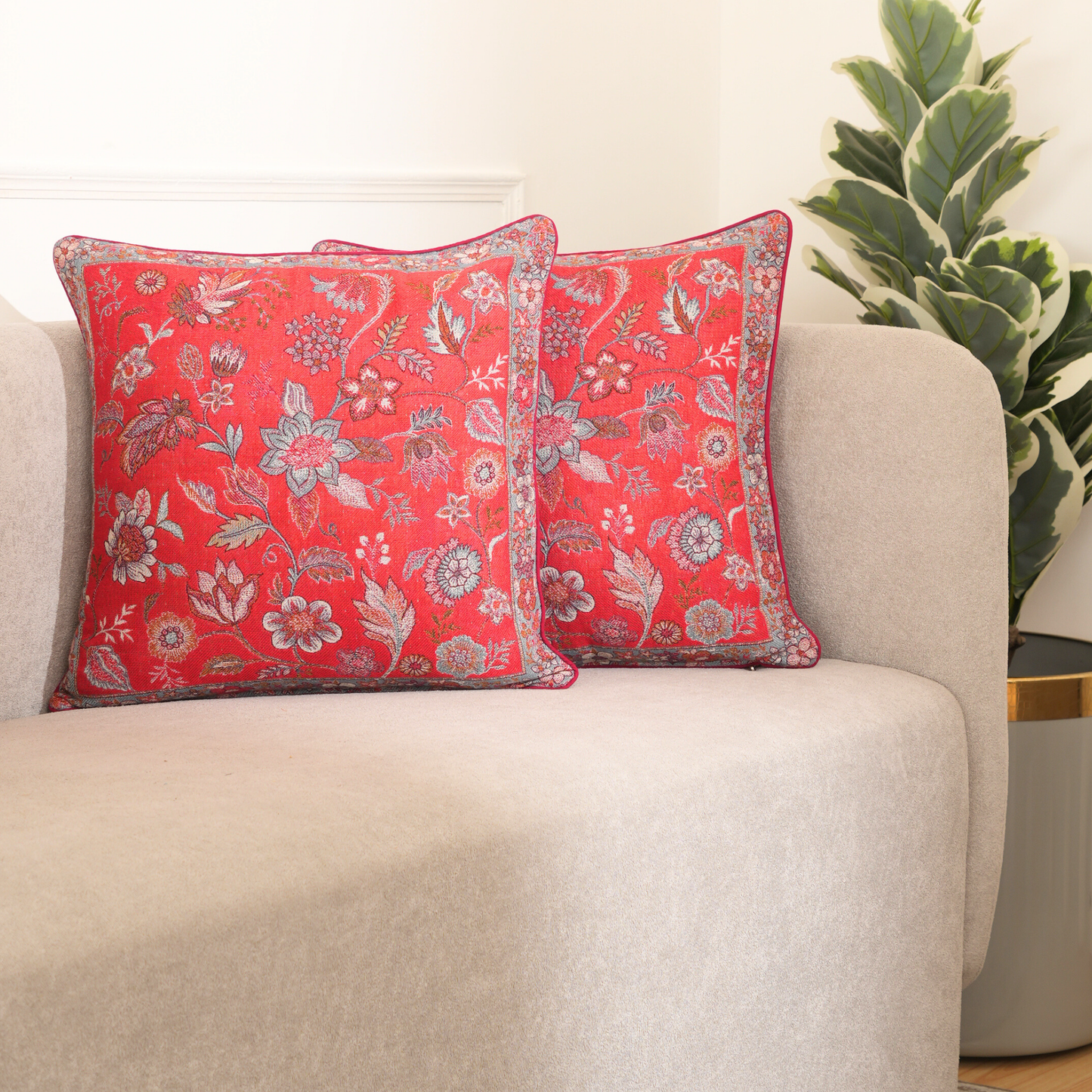 Scarlet Bloom Cushion Cover Set