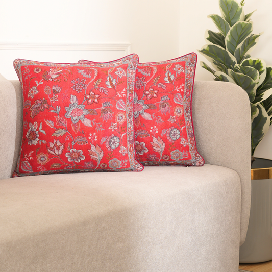 Scarlet Bloom Cushion Cover Set