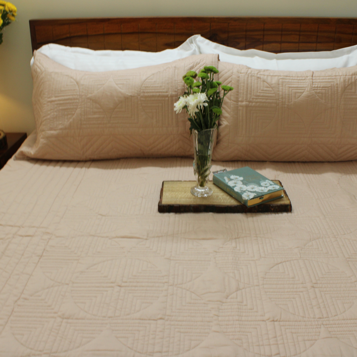 Serene Stitch Quilted Bedcover – Peach Mist