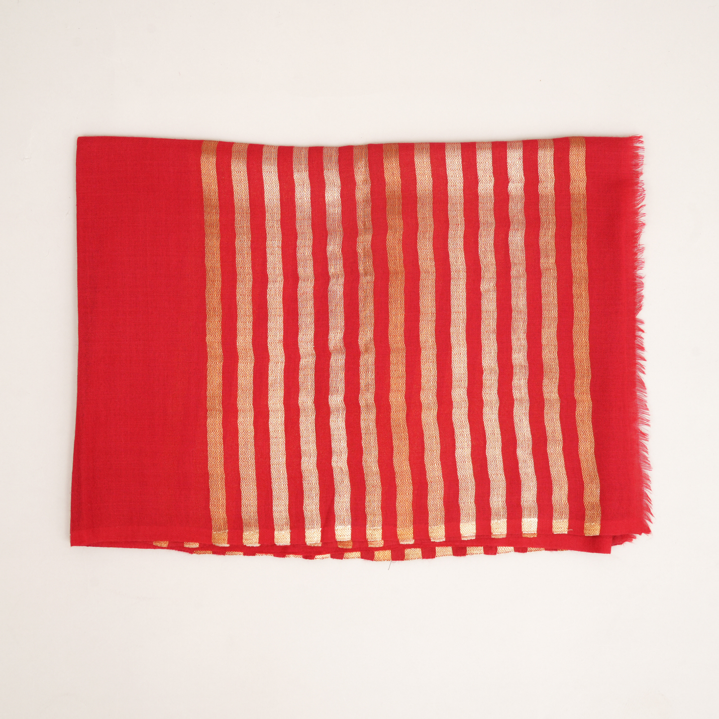 Winter Glow Wool Zari Stole-Red
