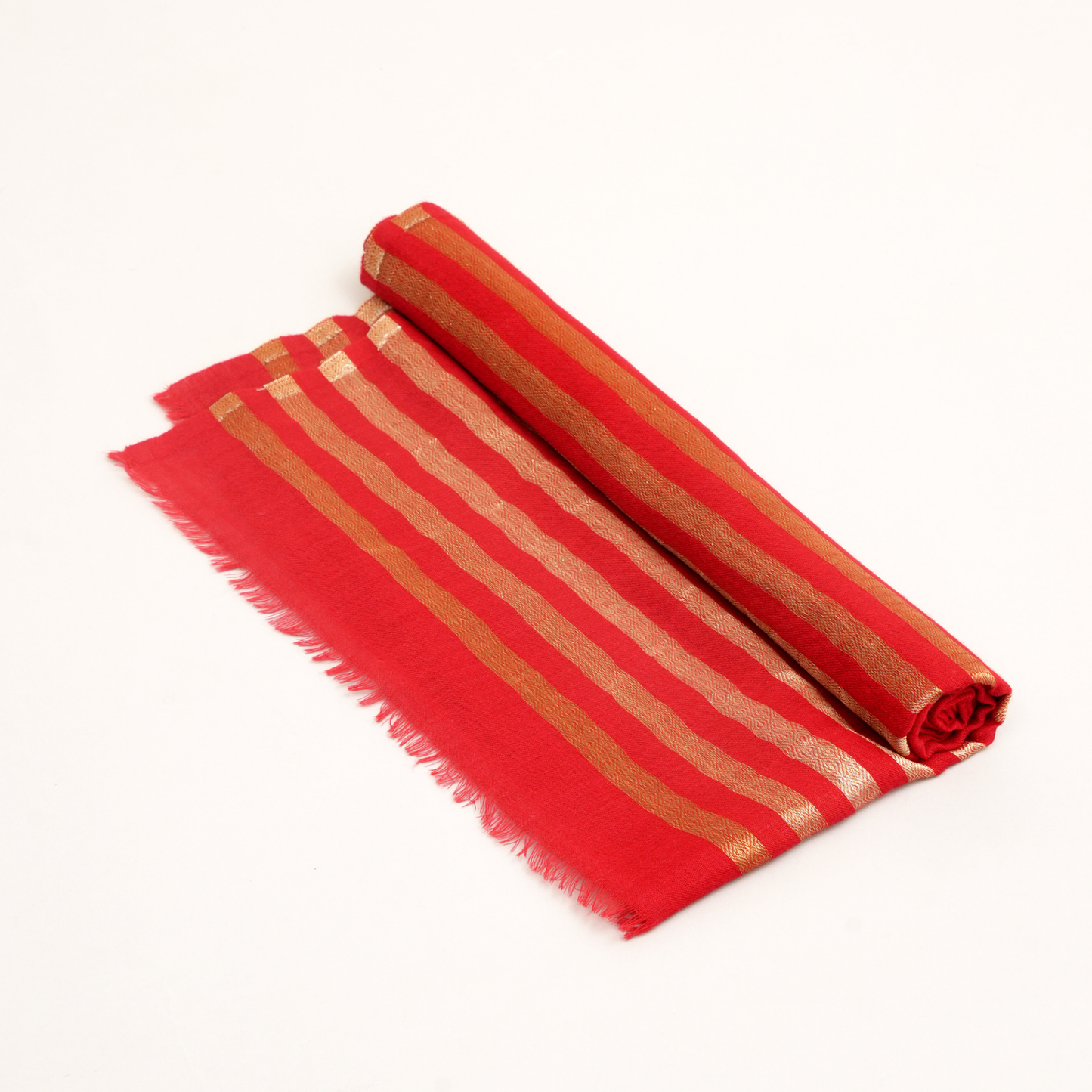 Winter Glow Wool Zari Stole-Red