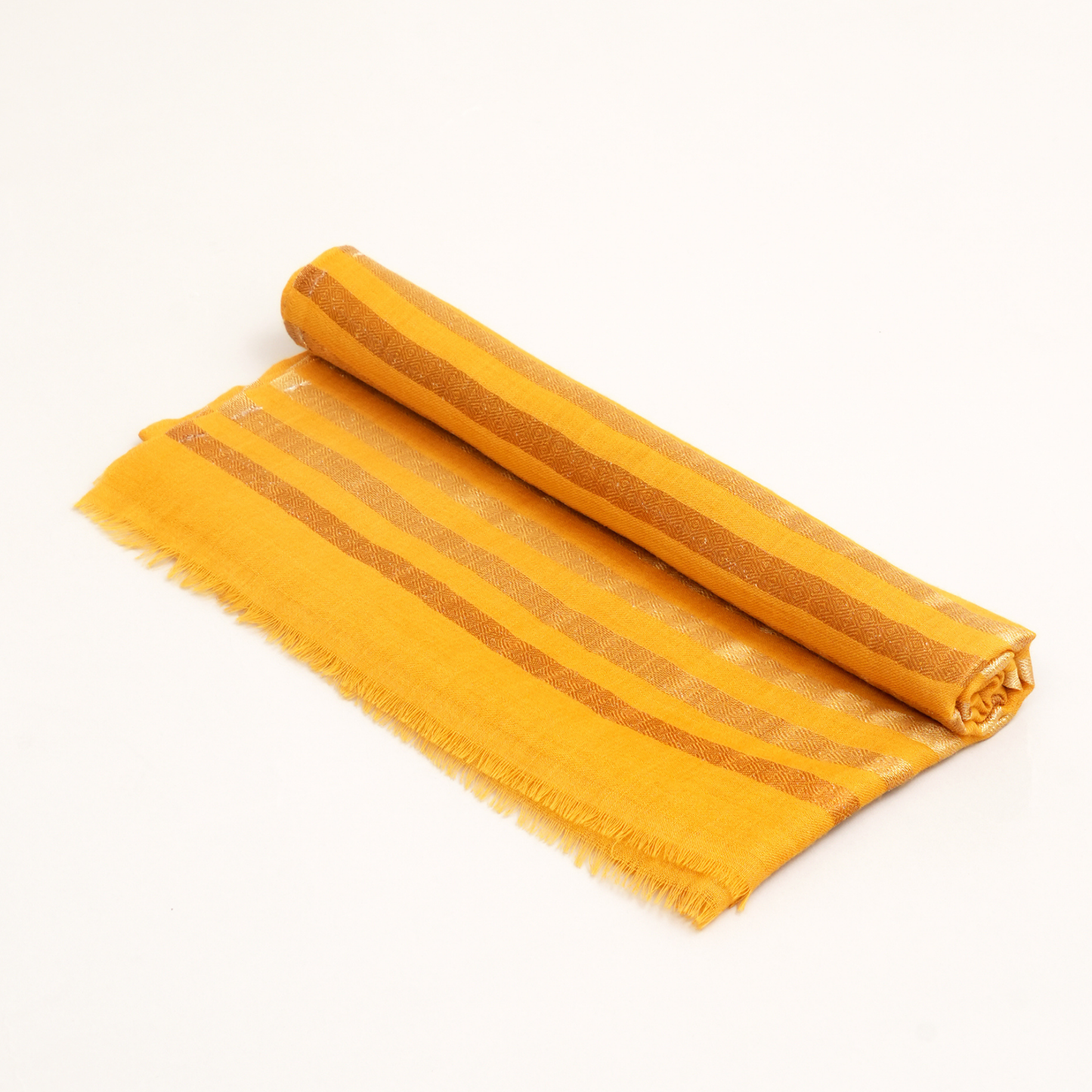 Winter Glow Wool Zari Stole-Yellow