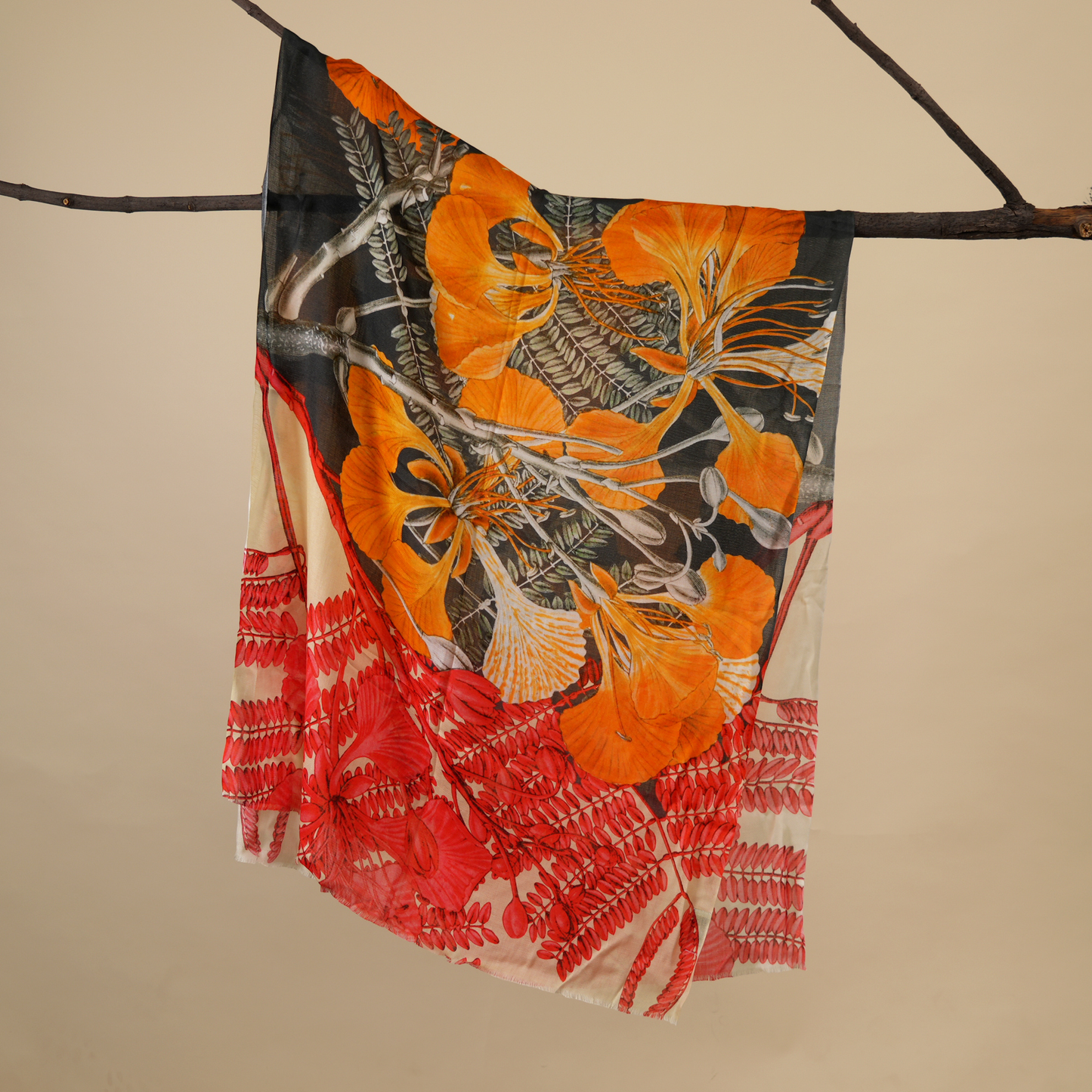 Flame & Shadow-Bamboo Modal Stole