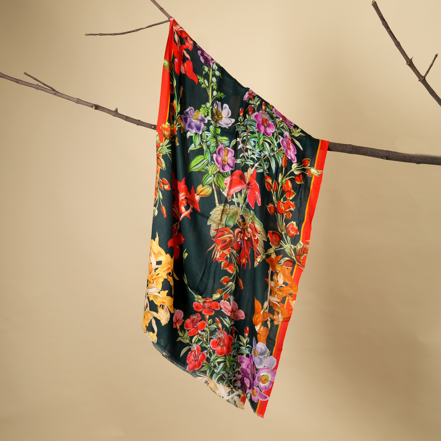 Midnight Bloom- Bamboo Modal Stole