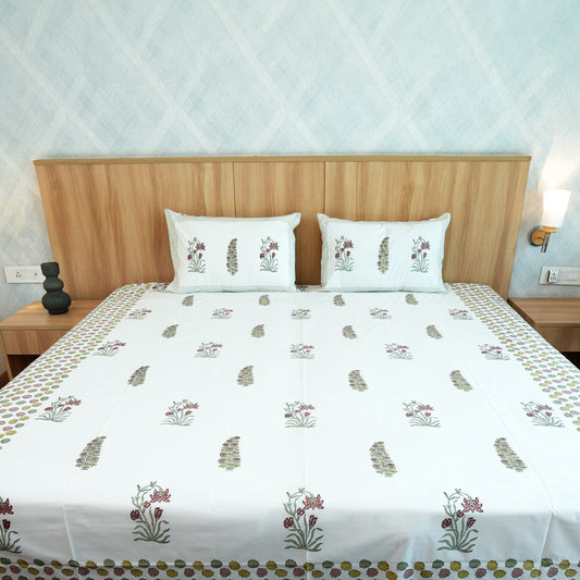 100% Cotton, Handblock-printed, Rajasthani Craftsmanship, Soft and Breathable, Timeless Design, Queen & King Size, Handblock Print.