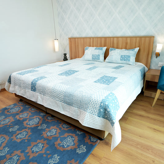Patch Voile Handblock Quilted Bedcover