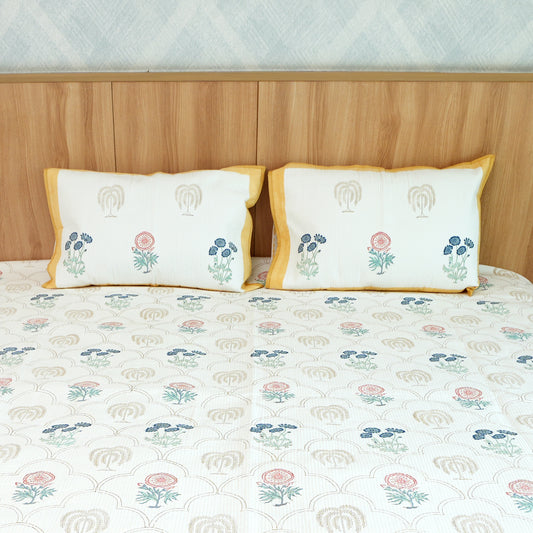 Colours Of The Garden - Handblock Quilted Bedcover