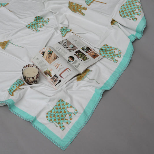 Flannel, handblock printed, lightweight, breathable, enchanting elephant design, cozy comfort,earthandoak,luxury shopping,gifting ideas,luxury gifting