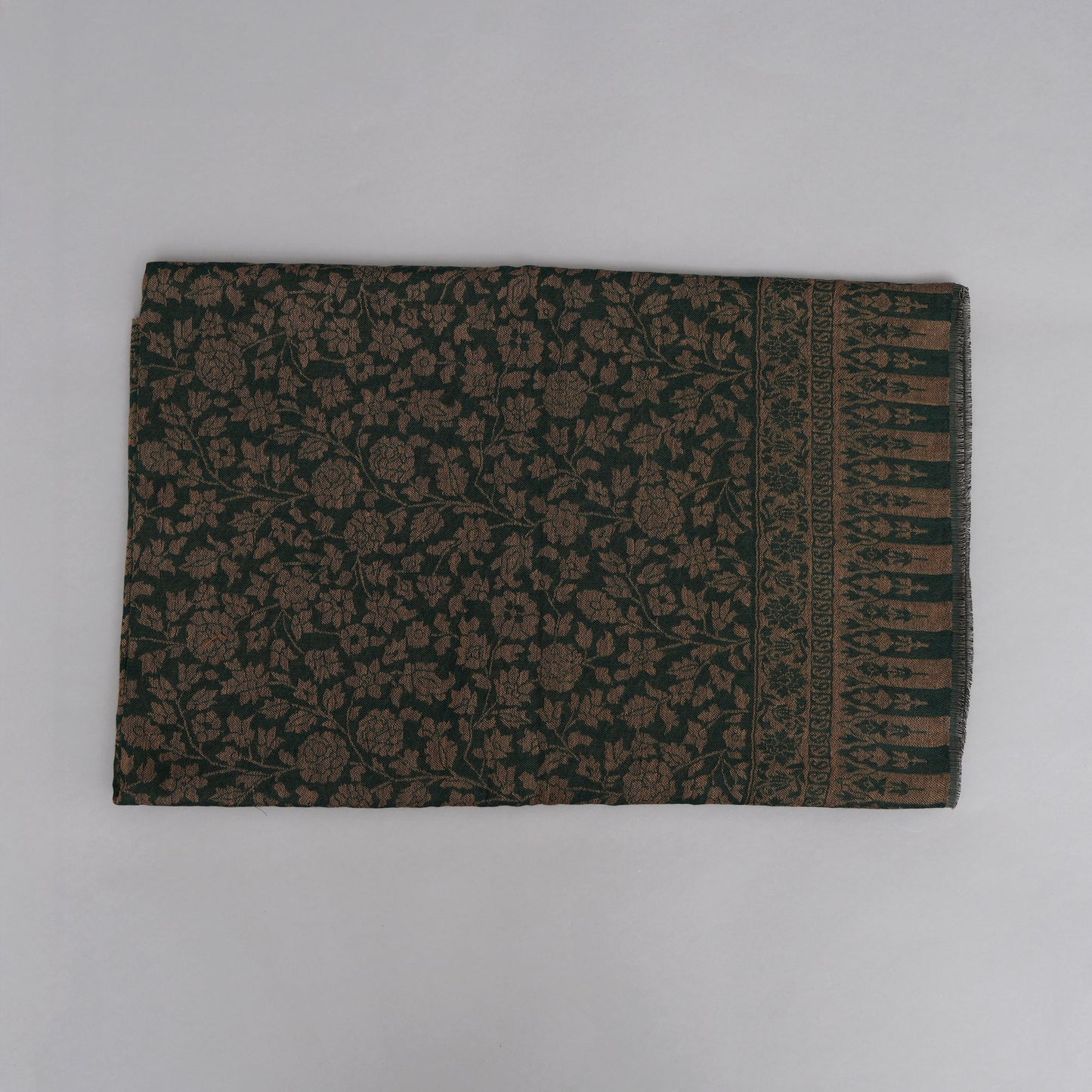 Zari Dorukha Wool Shawl -Green