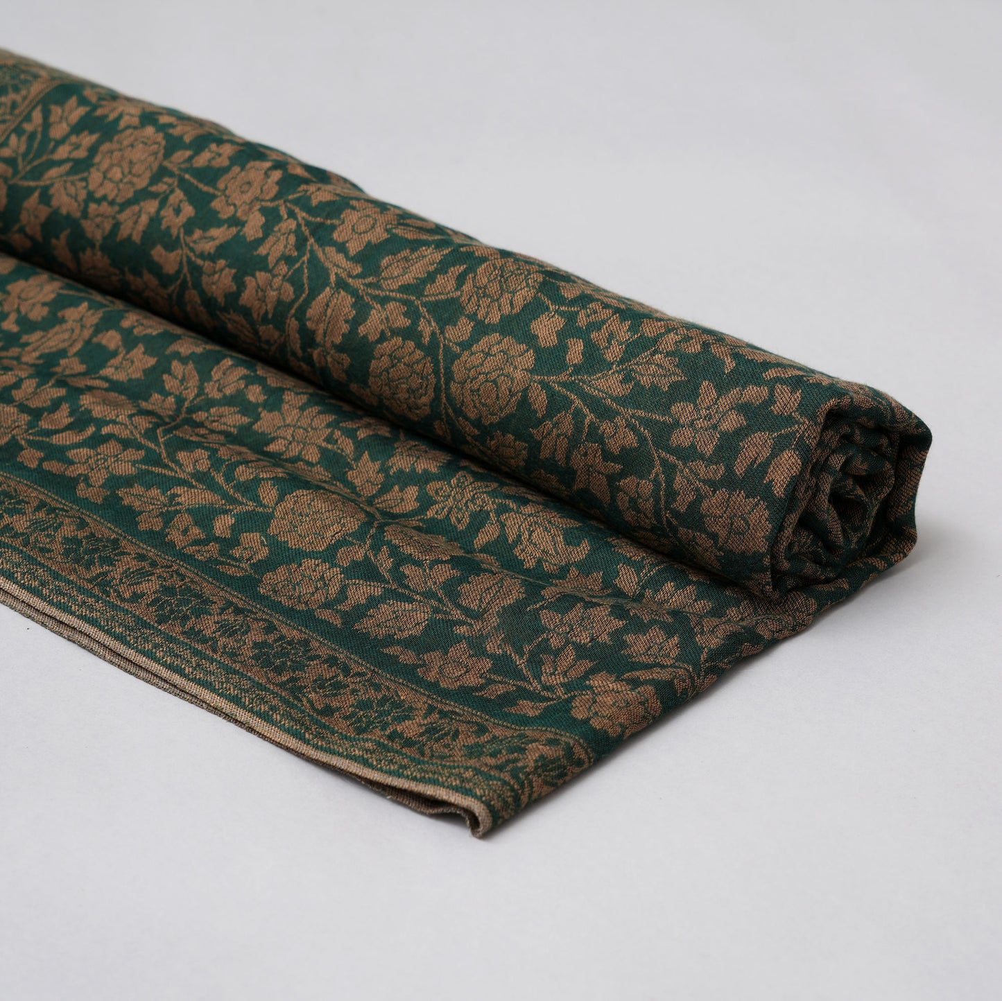 Zari Dorukha Wool Shawl -Green