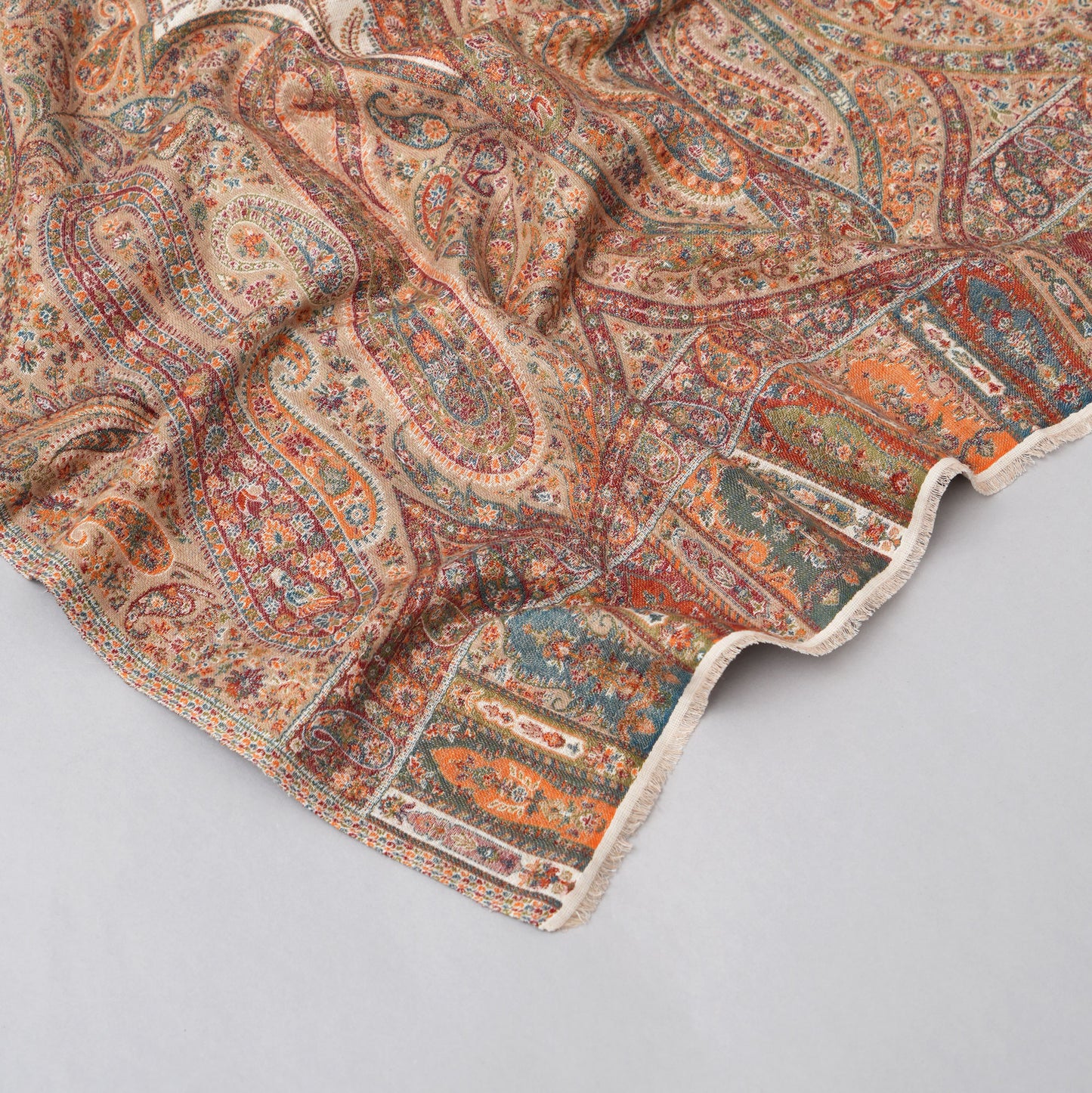 Paisley Border Fine Wool- Shawl