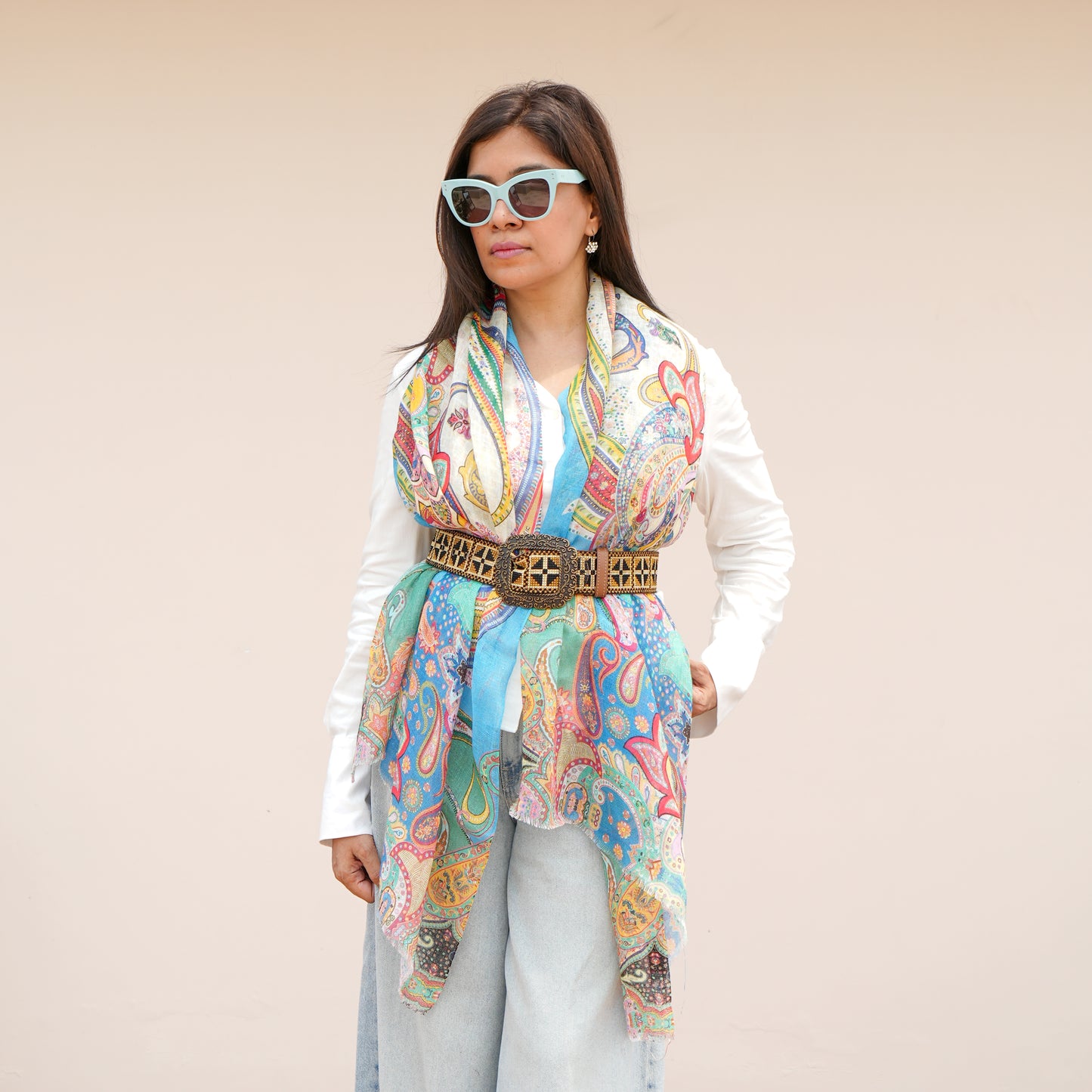 Linen Paisley Stole