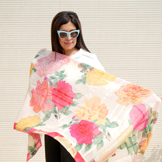 Bloom-Modal Cotton Silk Stole