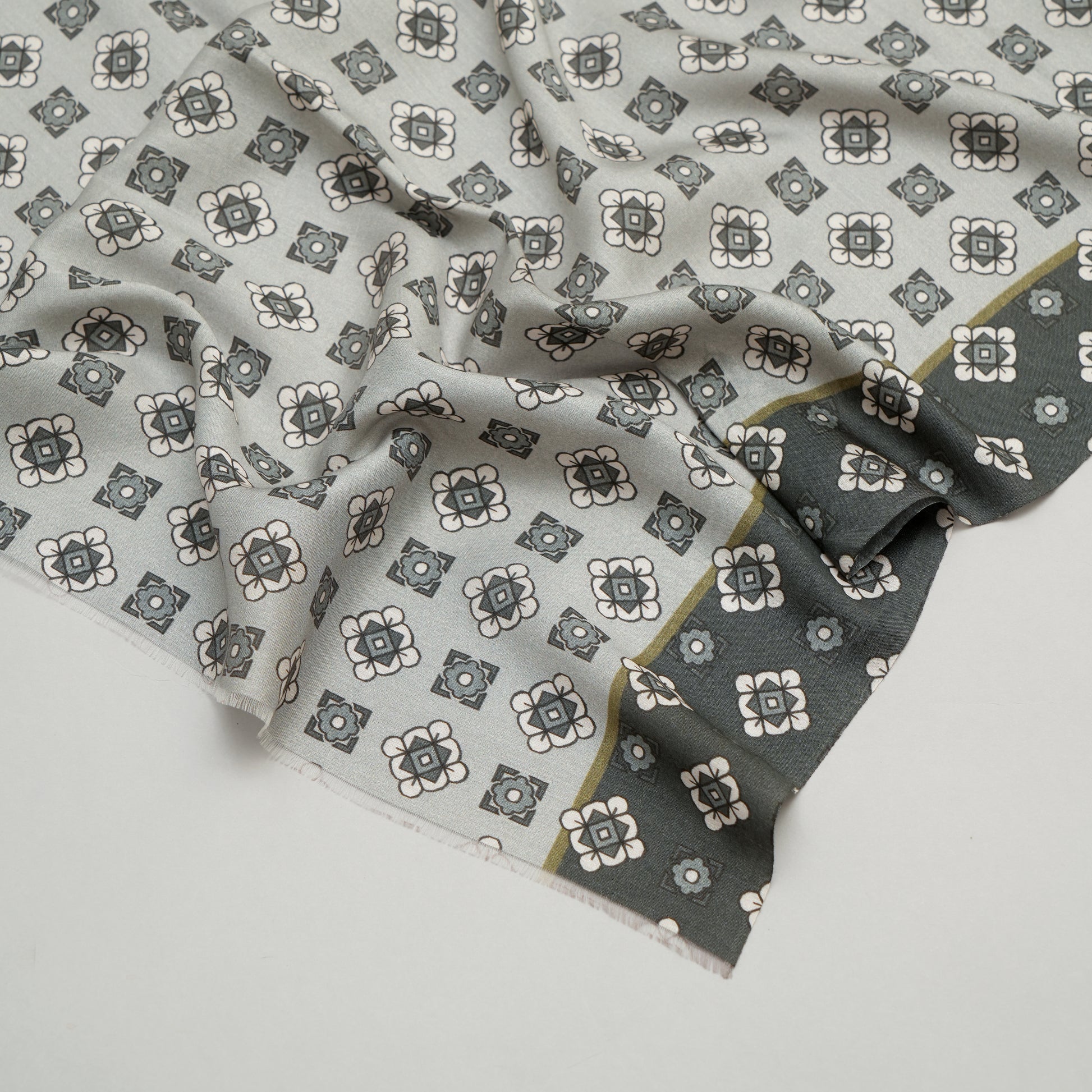 Fabric with a floral pattern on a light gray background - silk stole by earthandoak