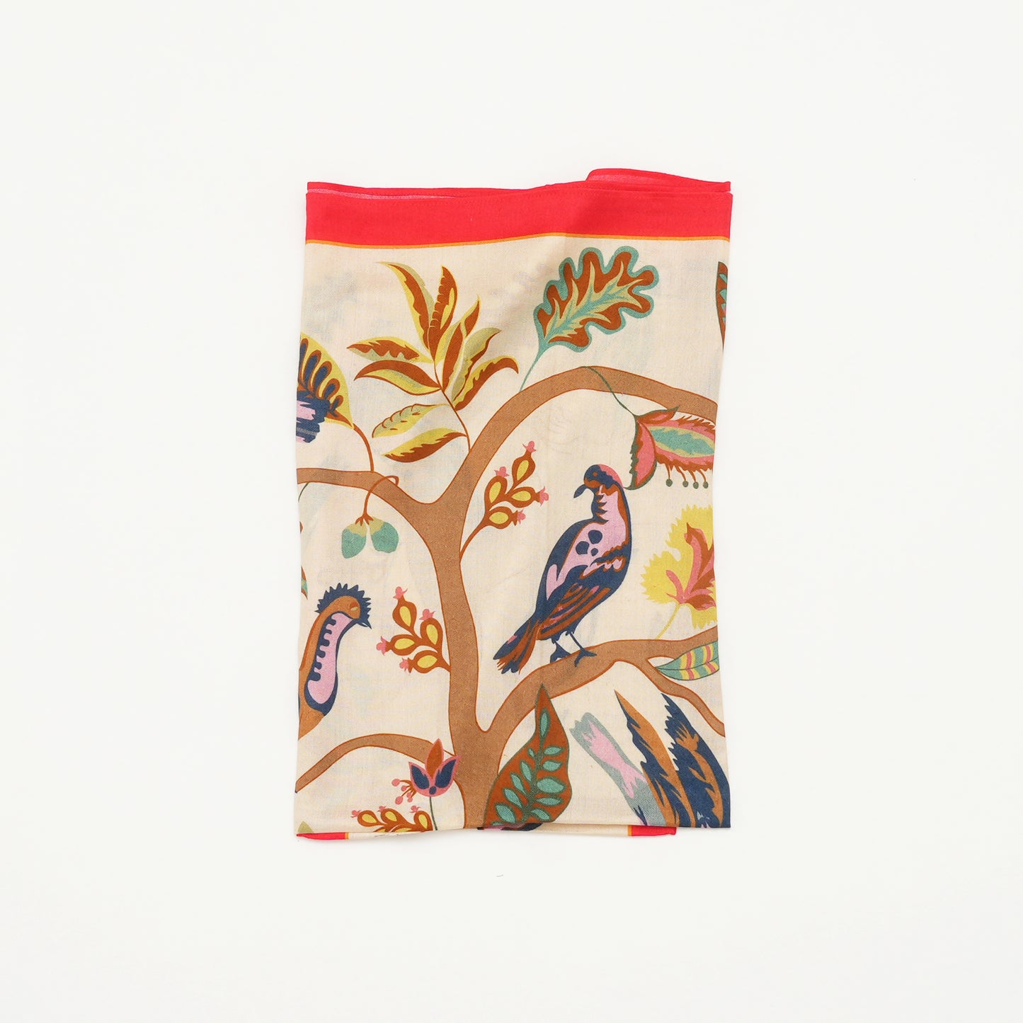 Bird Song Red Mulberry Silk Scarf