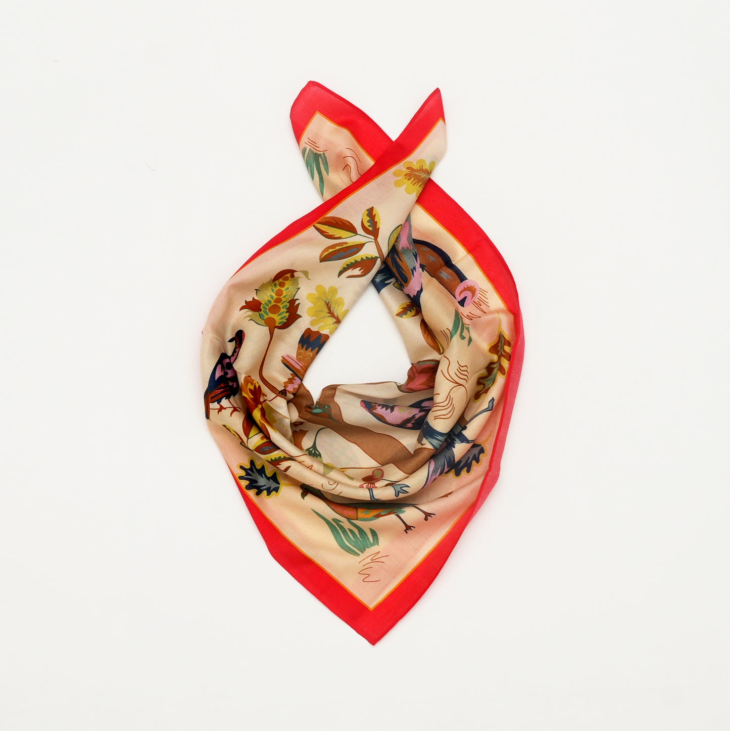 Bird Song Red Mulberry Silk Scarf