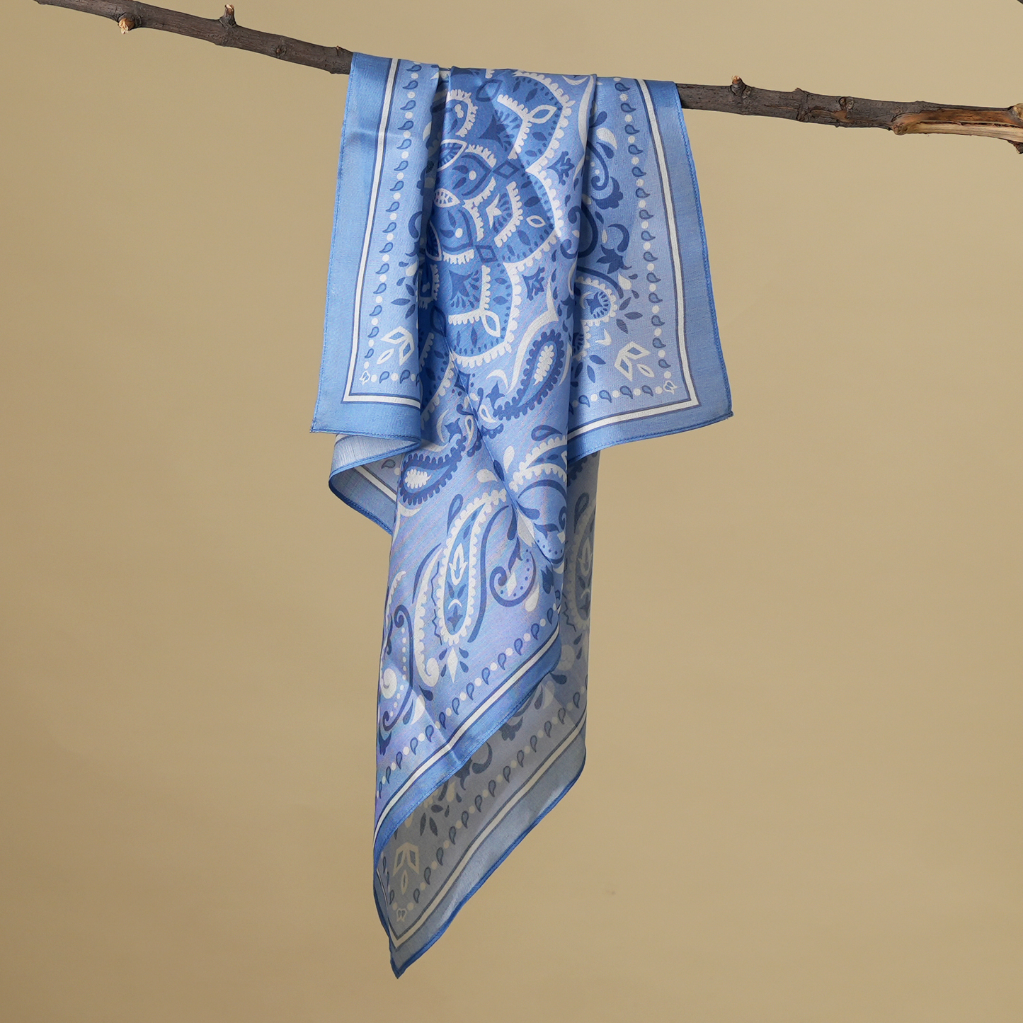 Azure Mandala-Mulberry Silk Scarf