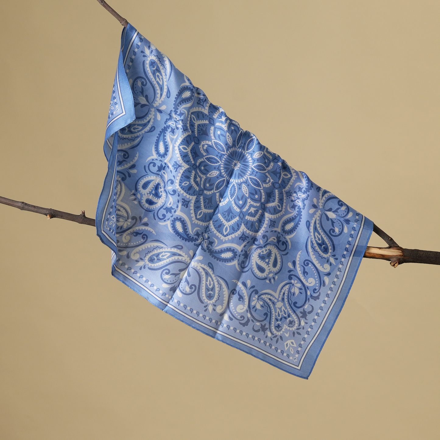 Azure Mandala-Mulberry Silk Scarf