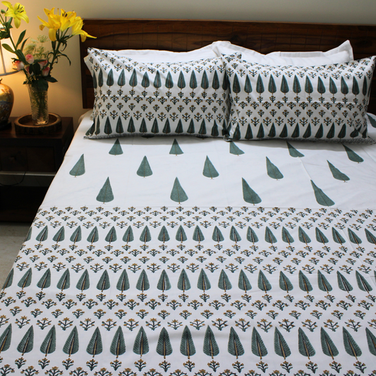 Handblock Bedsheet, Cotton Bedsheet, Anandbagh Bedsheet, Queen Size Bedsheet, King Size Bedsheet, Indian Handblock Print
